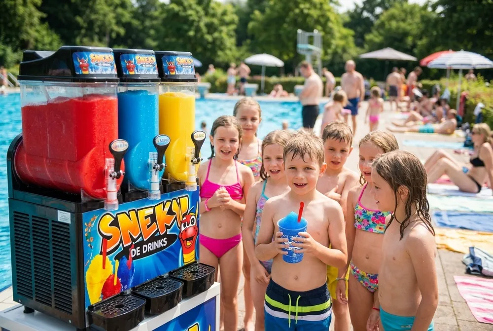 SNEKY Slush-Maschine im Einsatz: Freibad & Schwimmbad