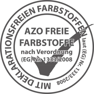 Siegel: Azofreie Farbstoffe mit Deklaration nach Verordnung (EG) Nr. 1333/2008