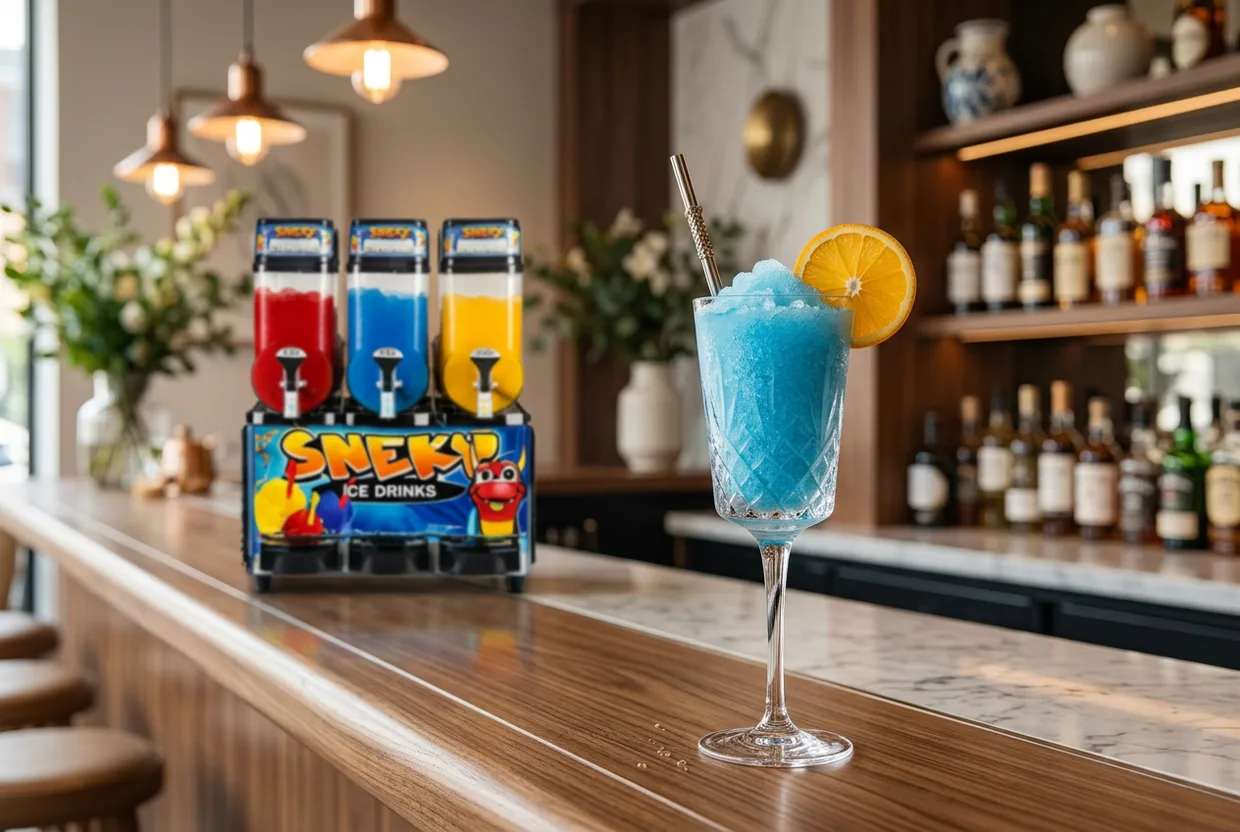 Frozen Mocktail an einer Café-Bar mit SNEKY-Maschine